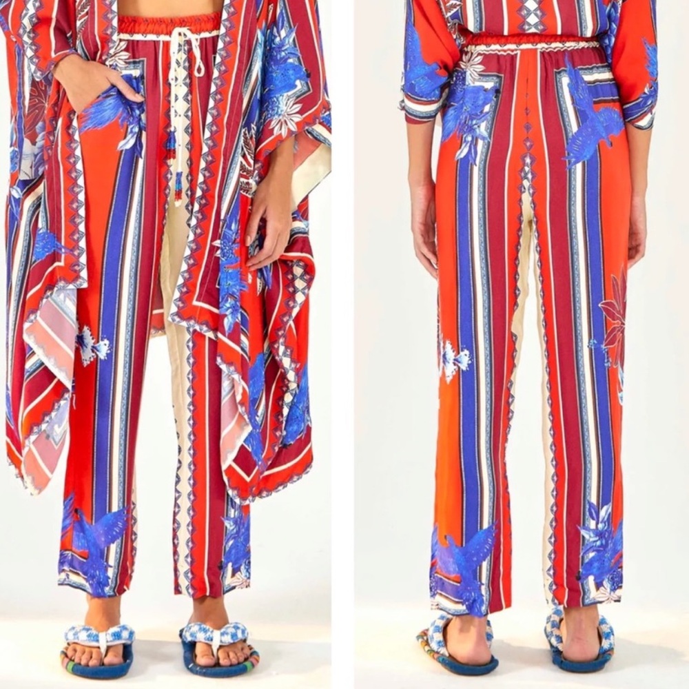 FARM RIO Macaw Scarf Pants NEW Red White Blue medium